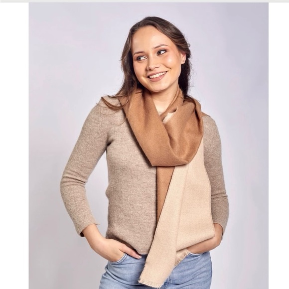 Camel & sand reversible Alpaca scarf, women scarf, winter scarf - Picture 1 of 3
